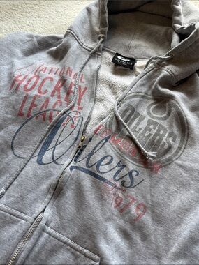 Edmonton Oilers Gray Full-Zip Hooded Sweatshirt